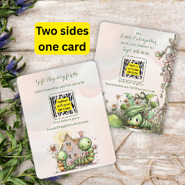 Tarjeta Pequeña Caterpillar Baby Shower QR Code RSVP/Gift Registry