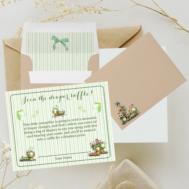 Tarjeta Pequeña Caterpillar Shower Diaper Raffle/ Book Request (Subido por el creador)