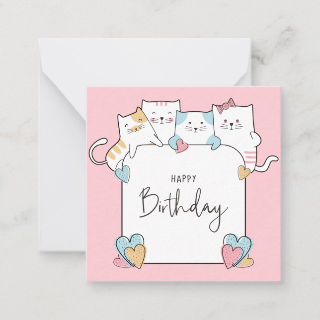 Tarjeta Pequeña Cats Happy Birday (Anverso)