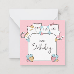Tarjeta Pequeña Cats Happy Birday