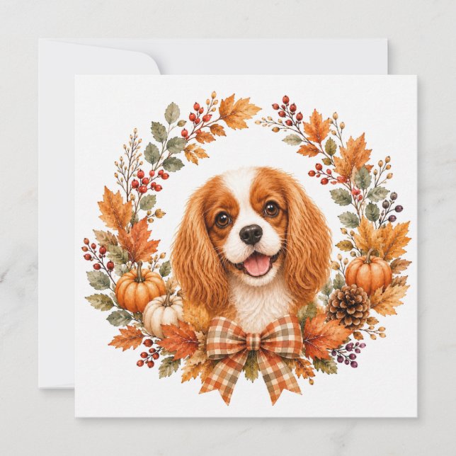Tarjeta Pequeña Cavalier King Charles Otoño (Anverso)