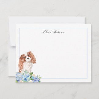 Tarjeta Pequeña Cavalier King Charles Spaniel Blue Hydrangea
