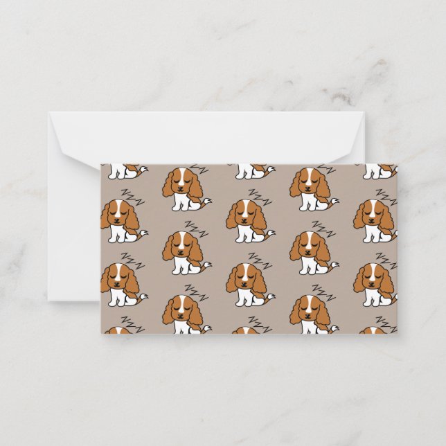 Tarjeta Pequeña Cavalier King Charles Spaniel Perro Durmiendo ZZZ  (Anverso)