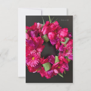 Tarjeta Pequeña Celebración Feliz - Corona Floral Rosa Brillante