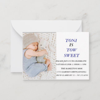 TARJETA PEQUEÑA CELEBRANDO TOW YEARS CON TONI