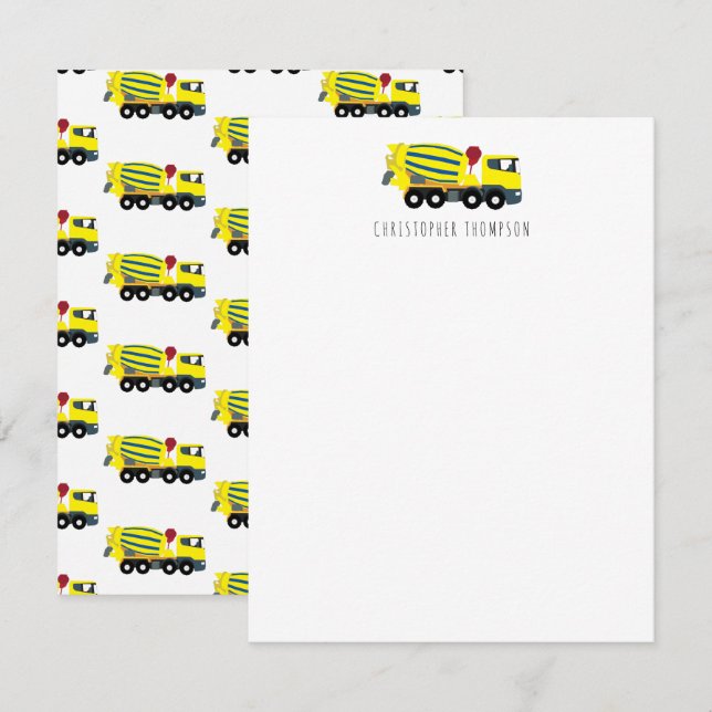 Tarjeta Pequeña Cemento de concreto Camión Construcción de niños (Anverso / Reverso)