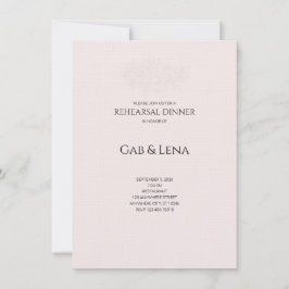 Tarjeta Pequeña Cena de Ensayo de Boda Floral Elegante Peonía Rosa