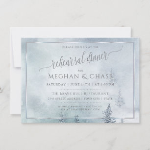 Tarjeta Pequeña Cena de ensayo Silver Blue Winter Wonderland
