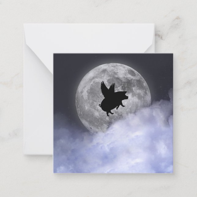 Tarjeta Pequeña Cerdos voladores nocturnos (Anverso)