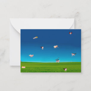 Tarjeta Pequeña Cerdos voladores Notecard