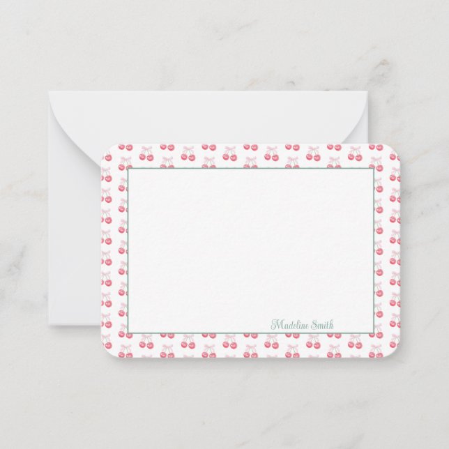 Tarjeta Pequeña Cereza Personalizada Adorable  (Anverso)