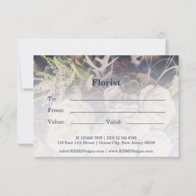 Tarjeta Pequeña Certificado de regalo FloralFotos personalizadas P (Reverso)