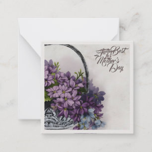 Tarjeta Pequeña Cesta de Flores Vintage – Floración del Día de la
