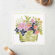 Cesta de Frutas y Flores en Acuarela