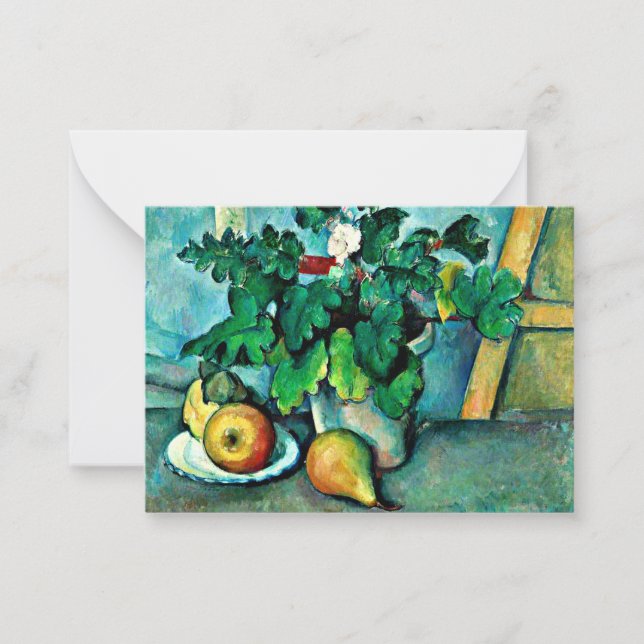 Tarjeta Pequeña Cezanne - Pote de rosas y frutas (Anverso)
