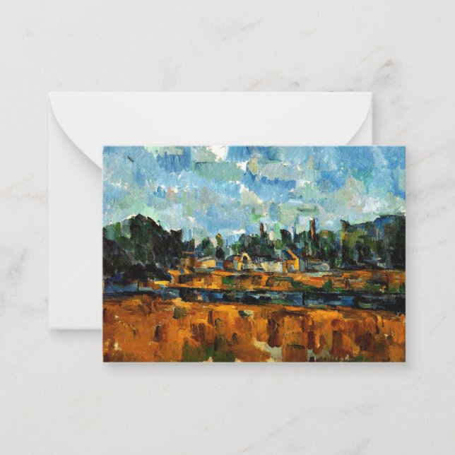 Tarjeta Pequeña Cezanne - Riverbanks, paisaje pintado (Anverso)