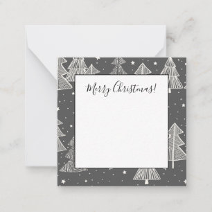 Tarjeta Pequeña Chalkboard Árboles de Navidad dibujados a mano Nev