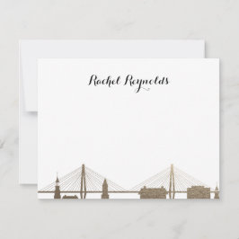 Tarjeta Pequeña Charleston South Carolina Faux Gold Notecard