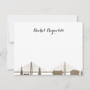 Tarjeta Pequeña Charleston South Carolina Faux Gold Notecard