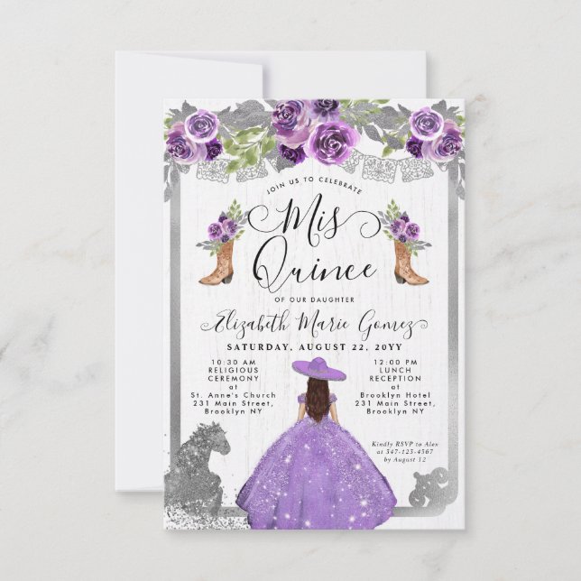 Tarjeta Pequeña Charra Quinceanera (Anverso)