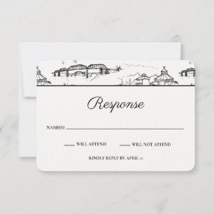 Tarjeta Pequeña Chattanooga Toile Black and White RSVP