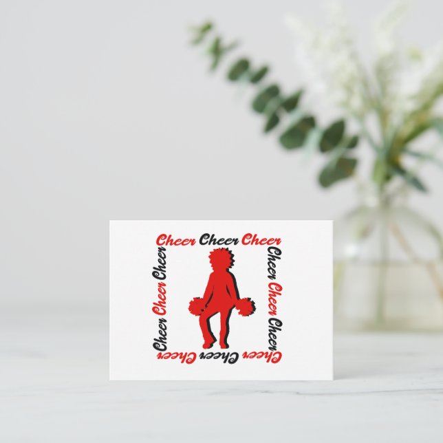 Tarjeta Pequeña Cheer Notecard #5 (Blanco Negro Rojo) (Anverso de pie)