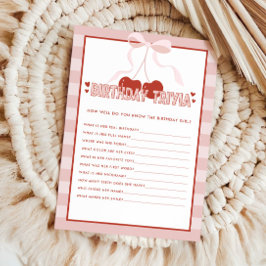 Tarjeta Pequeña Cherry First Coquette Chicas Primera Trivia de Cum