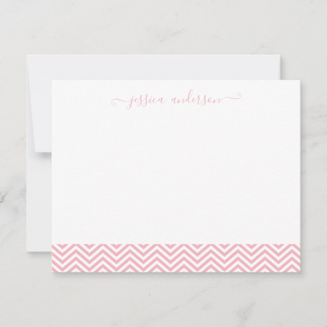 Tarjeta Pequeña Chevron moderno Zigzag Girly Script lindo Rubor ro (Anverso)