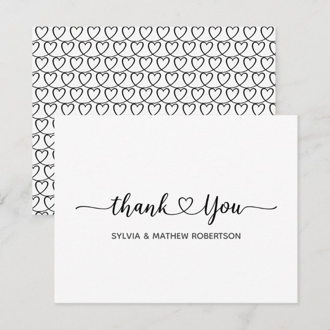 Tarjeta Pequeña Chic Minimalist Thank You Heart Thank You 