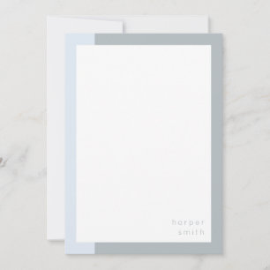 Tarjeta Pequeña Chic Minimalista Nombre Personalizado Azul Gris