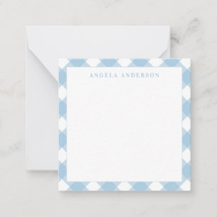 Tarjeta Pequeña Chic Moderno Cuadro de Gingham Azul Claro Pastel