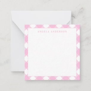 Tarjeta Pequeña Chic Moderno Pastel Rosa Gingham Cuadro Vichy