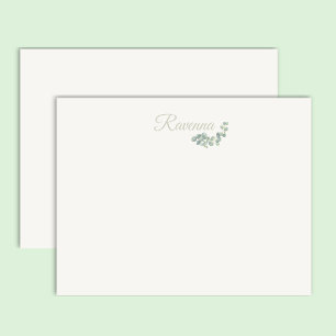 Tarjeta Pequeña Chic Nombre Personalizado Salvia Eucalipto Marfil