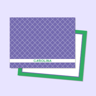 Tarjeta Pequeña Chica con estilo Preppy de estampado púrpura y ver