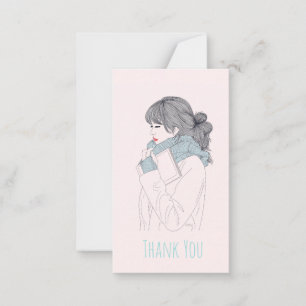 Tarjeta Pequeña Chica con ilustracion gráfico fresco de la bufanda