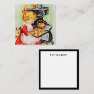 Tarjeta Pequeña chica de cocción retro vintage añadir texto