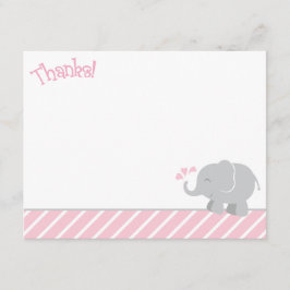 Tarjeta Pequeña Chica de Elefantes Modernos Rosa y Gris gracias
