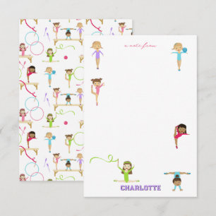Tarjeta Pequeña Chica de Gimnasia Multicoloreada Cute Niños