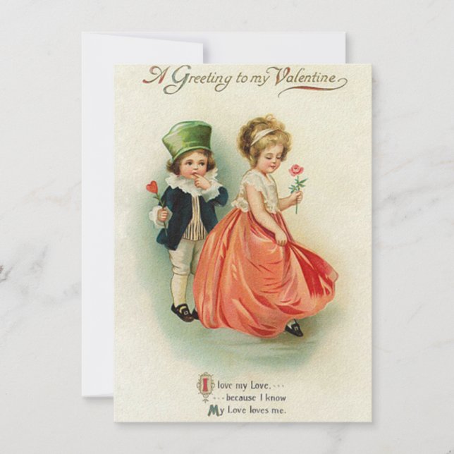 Tarjeta Pequeña Chica de Valentine Couple Boy (Anverso)