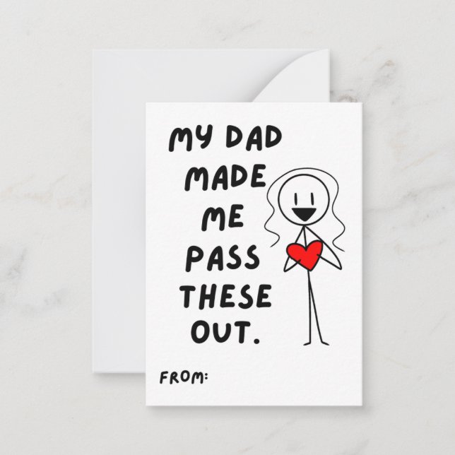 Tarjeta Pequeña Chica Figura de Palitos que mi papá me hizo para S (Anverso)