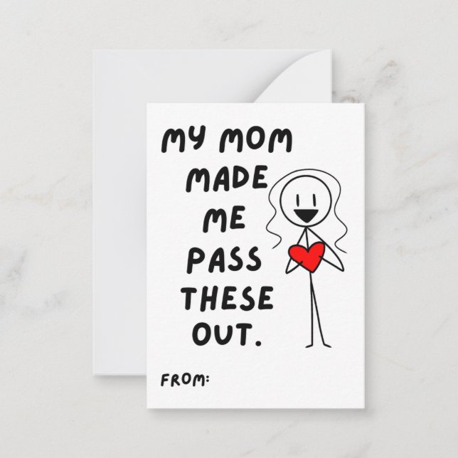 Tarjeta Pequeña Chica Figura de Palitos San Valentín que me hizo m (Anverso)