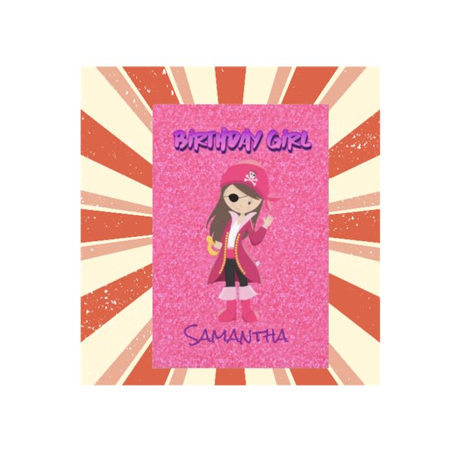 Tarjeta Pequeña Chica Pirata Mágica de Purpurina Rosa Pastel (reaching out to share an exciting opportunity for your little one's upcoming birthday celebration.)