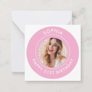 Tarjeta Pequeña Chica rosado moderno lindo feliz 21º cumpleaños