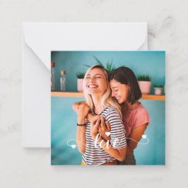 Tarjeta Pequeña Chicas Amor Blanco Letra con Corazón San Valentín