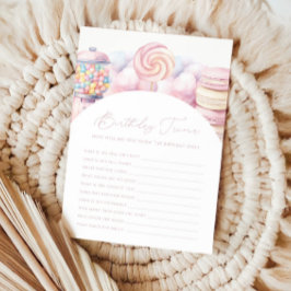 Tarjeta Pequeña Chicas Dulce Rosa Un Velo Primera Trivia de Cumple