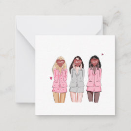 Tarjeta Pequeña Chicas rosados del ilustracion feliz de cumpleaños