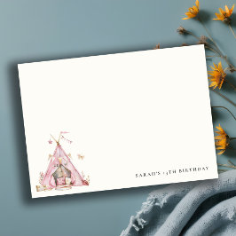 Tarjeta Pequeña Chicas rosados Tienden a Sleepover Fiesta de Cumpl