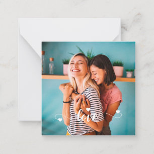 Tarjeta Pequeña Chicas White Love Script con Heart Valentine