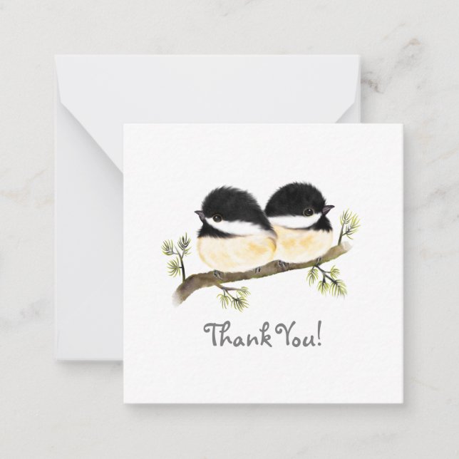 Tarjeta Pequeña Chickadee minimalista Gracias Notecards (Anverso)