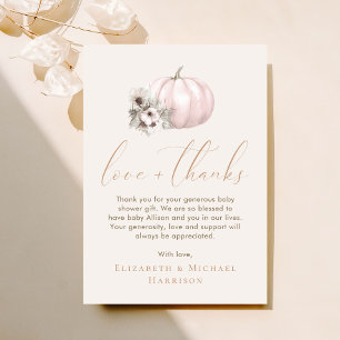 Tarjeta Pequeña Chico Calabacín Otoño Bebe Niña Ducha Gracias